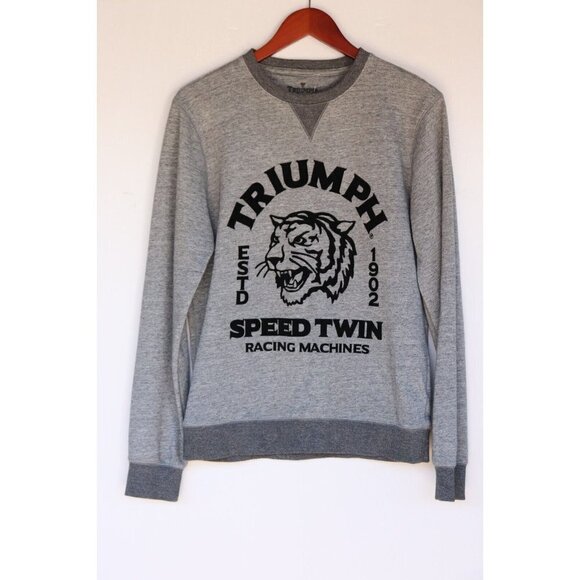 Lucky Jeans Triumph Women's Small Gray Sweatshirt Twin Speed Tiger Knit Sweater - Picture 7 of 7